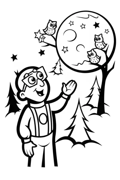 Blippi’s Magical Moonlight Adventure Coloring Page