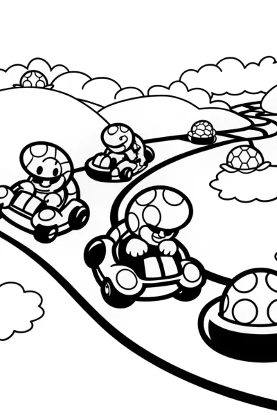 Koopa Troopa Drift Challenge Coloring Page
