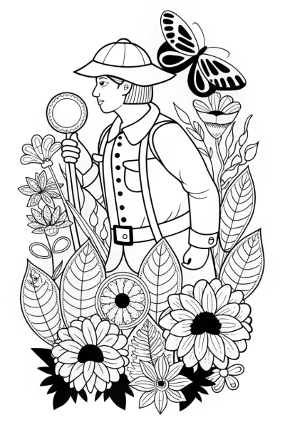 Butterfly botanist exploring flowers