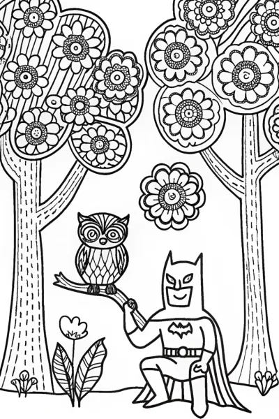 Batman in the Mystic Forest Coloring Page