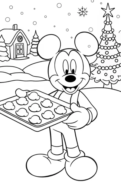 Mickey Mouse Christmas Cookie Parade Coloring Page
