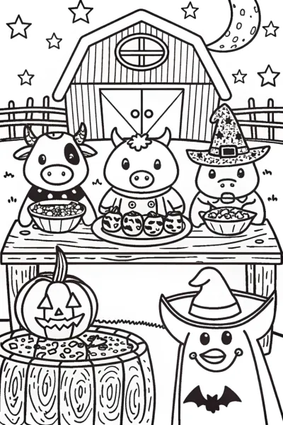 The Halloween Farm Feast Coloring Page