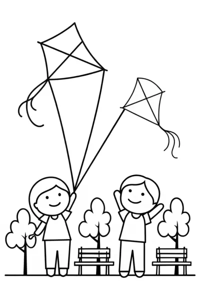 Children flying kites in the park