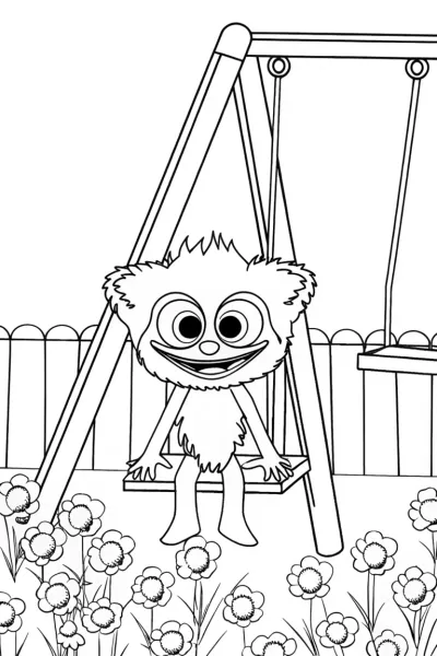 Huggy Wuggy in a poppy playground