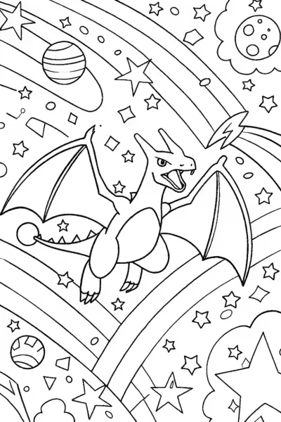 Charizard’s Cosmic Race Coloring Page