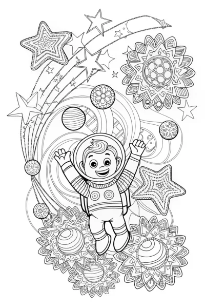 Mario’s Cosmic Adventure Coloring Page
