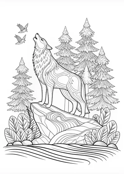 Majestic Wolf Coloring Page