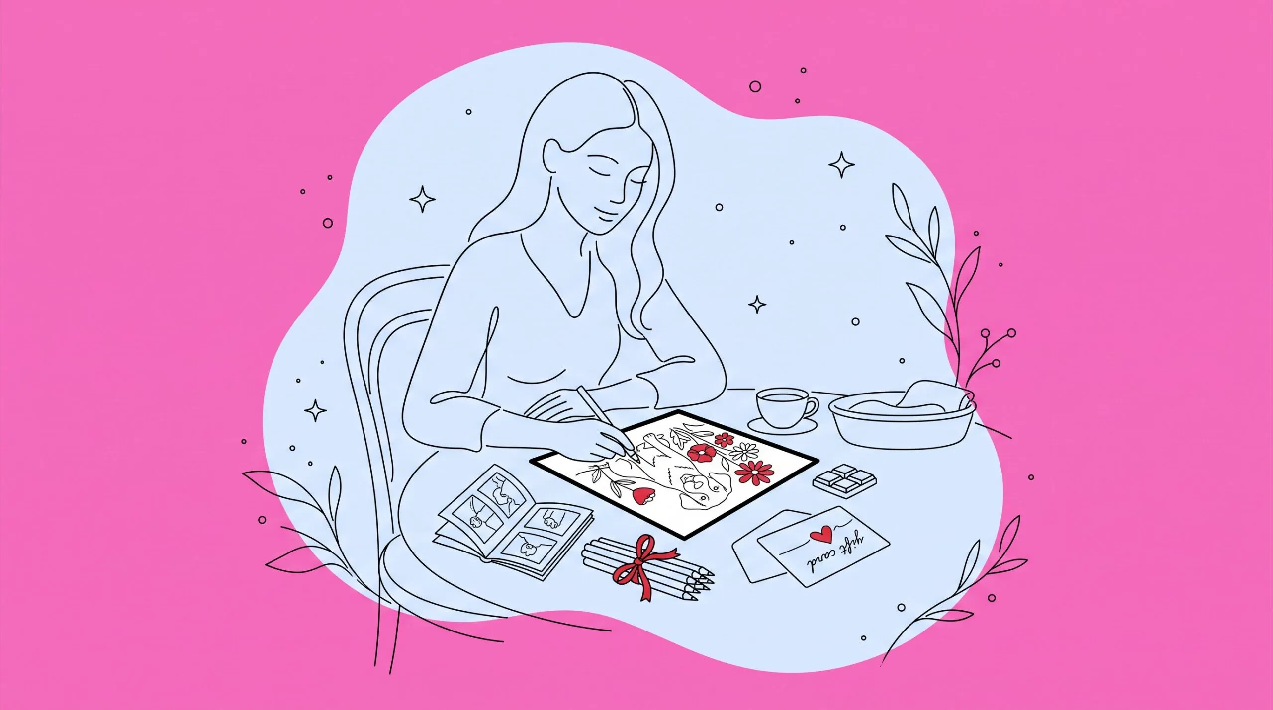 A coloring page of 5 Creative Gift Ideas for Women That Feel Personal, Calming, and Truly One-of-a-Kind