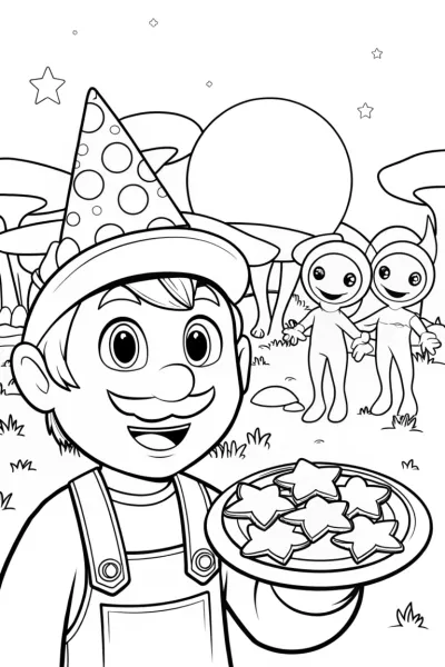 Luigi’s Cosmic Garden Party Coloring Page