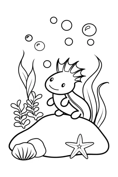 Axolotl’s Magical Mosaic Mural Coloring Page