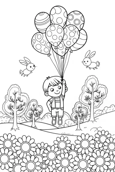 JJ and the Balloon Adventure Coloring Page