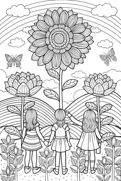 Rainbow High Adventure in a Fantasy Garden Coloring Page