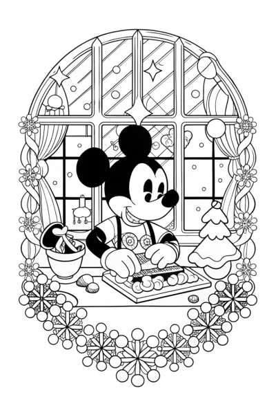 Mickey Mouse Christmas Workshop Coloring Page