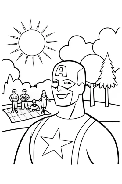 Captain America’s Community Unity Day Coloring Page