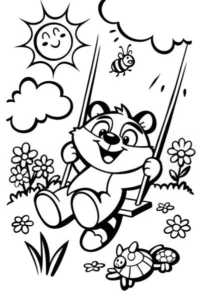 Rainbow Friends in the Garden of Giggles Coloring Page