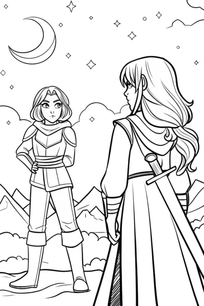 Demon Slayers on a Mountain Coloring Page