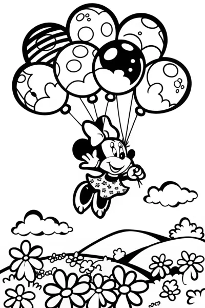 Minnie Mouse’s Dreamy Balloon Adventure Coloring Page