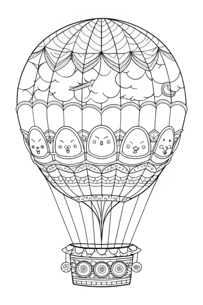 Squishmallows in a hot air balloon