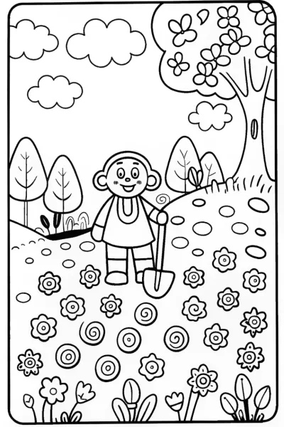 Creeper’s Forest Adventure Coloring Page