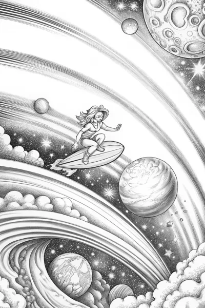 Rainbow High surfing in space