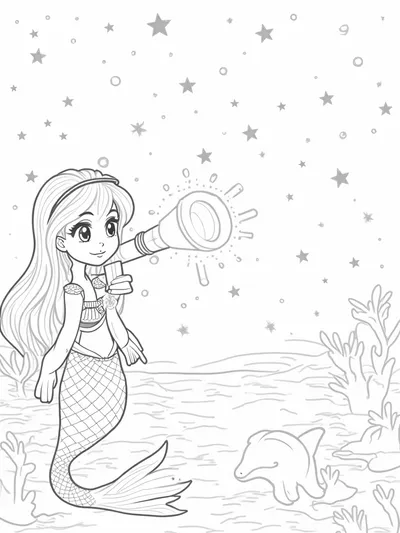 Mermaid astronomer scene