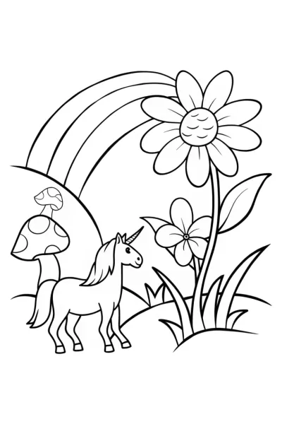 Rainbow Friends’ Magic Garden Adventure Coloring Page