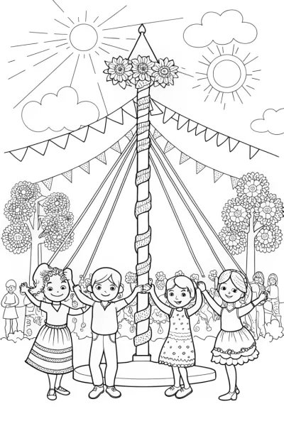 Summer Solstice Celebration Coloring Page
