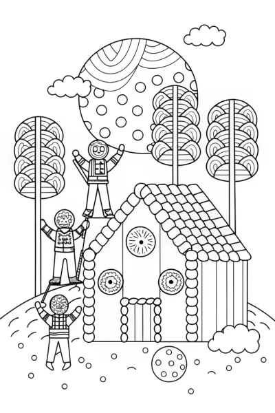 Gingerbread House Construction Site Coloring Page