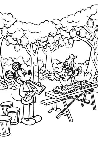 Mickey Mouse and friends jam at the festival