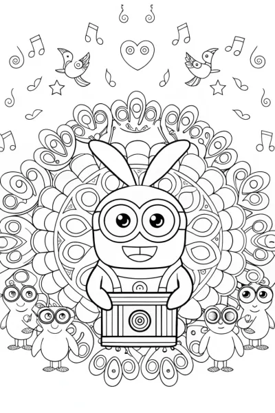 Minion’s Magical Music Box Adventure Coloring Page