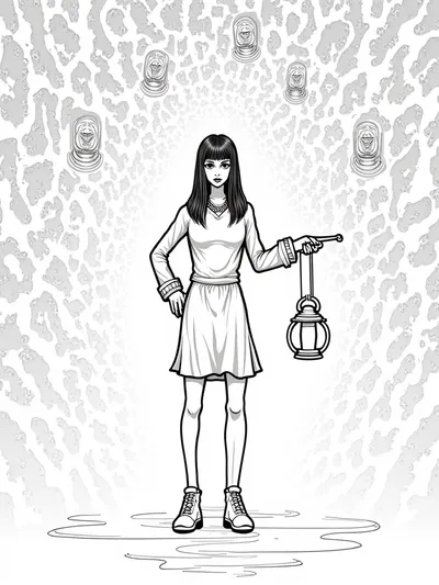 Wednesday Addams in a mirror maze