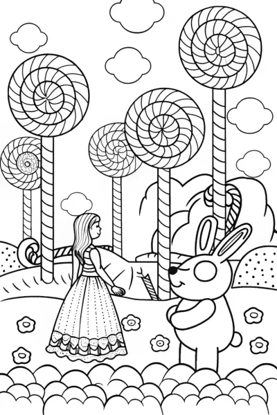 Barbie’s Adventure in a Candy Land Coloring Page