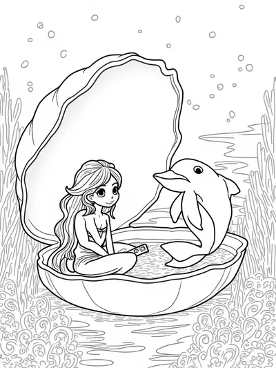 Mermaid in a clam shell observatory