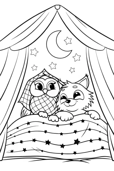 Cozy Woodland Sleepover with Owl and Fox