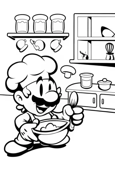 Mario’s Enchanted Kitchen Adventure Coloring Page