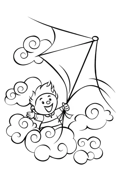 Goku’s Mythical Adventure in the Clouds Coloring Page