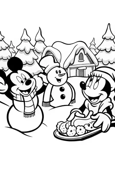 Mickey and Friends Christmas Coloring Page