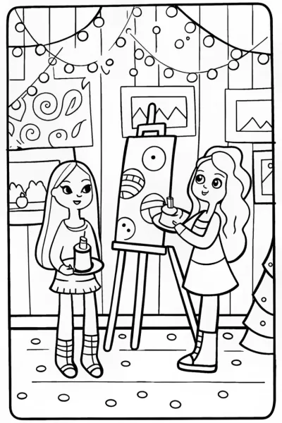 Bratz Dolls in a Magical Art Studio Coloring Page