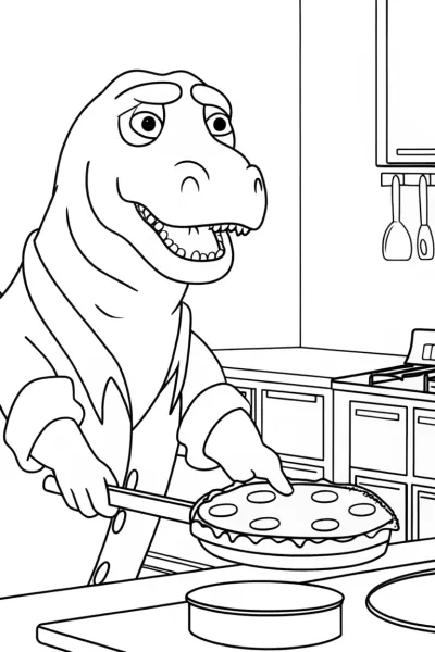 Godzilla cooking pancakes