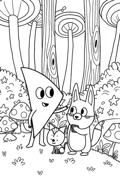 Lightning Bolt Adventure in a Dreamy Forest Coloring Page