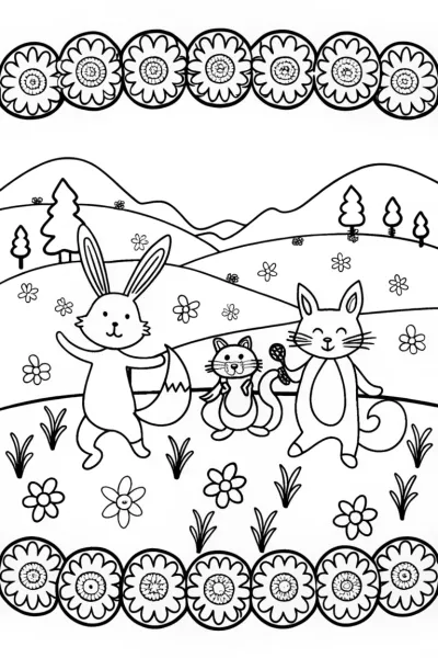 Springtime Dance Party Coloring Page
