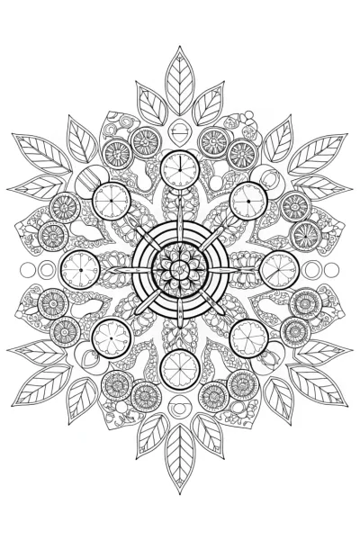 Whimsical mandala of timekeepers
