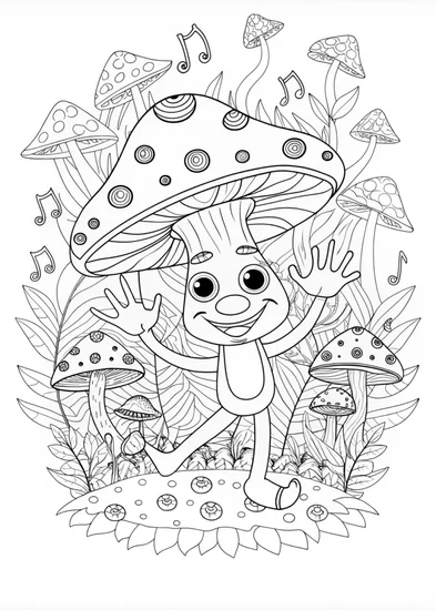 A coloring page of Giant Mushroom in the Forest