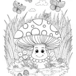 Happy Mushroom Coloring Page
