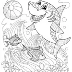 Shark’s Lake Adventure Coloring Page