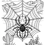 Giant Spider in the Web Coloring Page