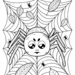 Spider in the Web: Creepy Crawly Coloring Page