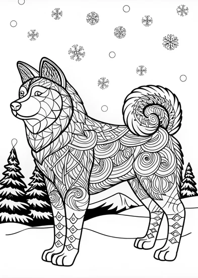 A coloring page of Wolf Face Coloring Page