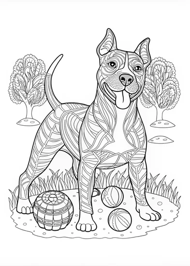 A coloring page of Loyal Pitbull Coloring Page