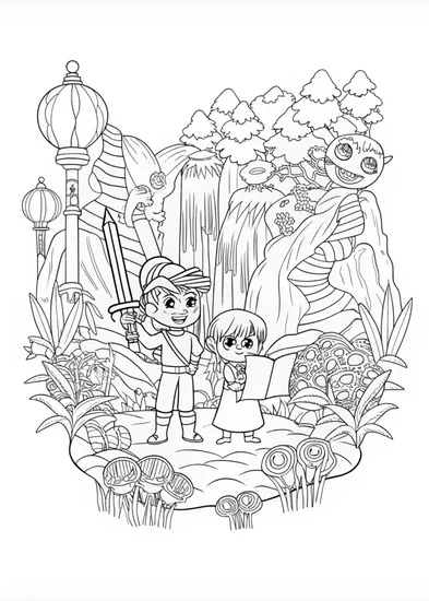 A coloring page of Young Anime Hero Portrait Coloring Page